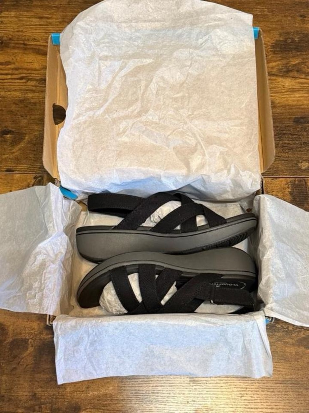 Clark’s | Cloudsteppers | Black Canvas Sandals | Size 6.5 | NEW IN BOX